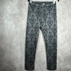 Planet‎ Gold Leggings Pants Women Large Gray Black Brocade Ankle Stretch Pull On
